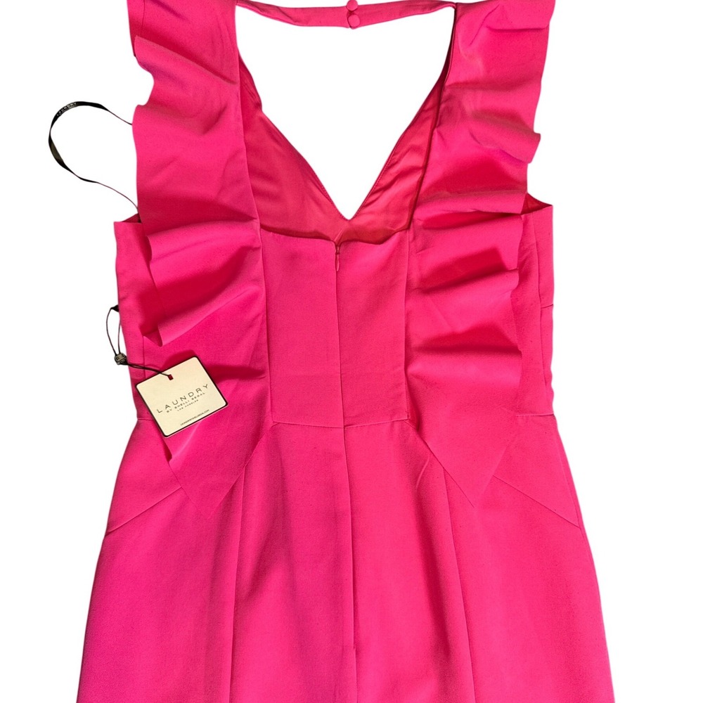 NWTs Party Wedding Hot Pink Ruffle V-Neck Comfort Dress Sz 12 Bold Barbi Ruffle - Picture 9 of 10